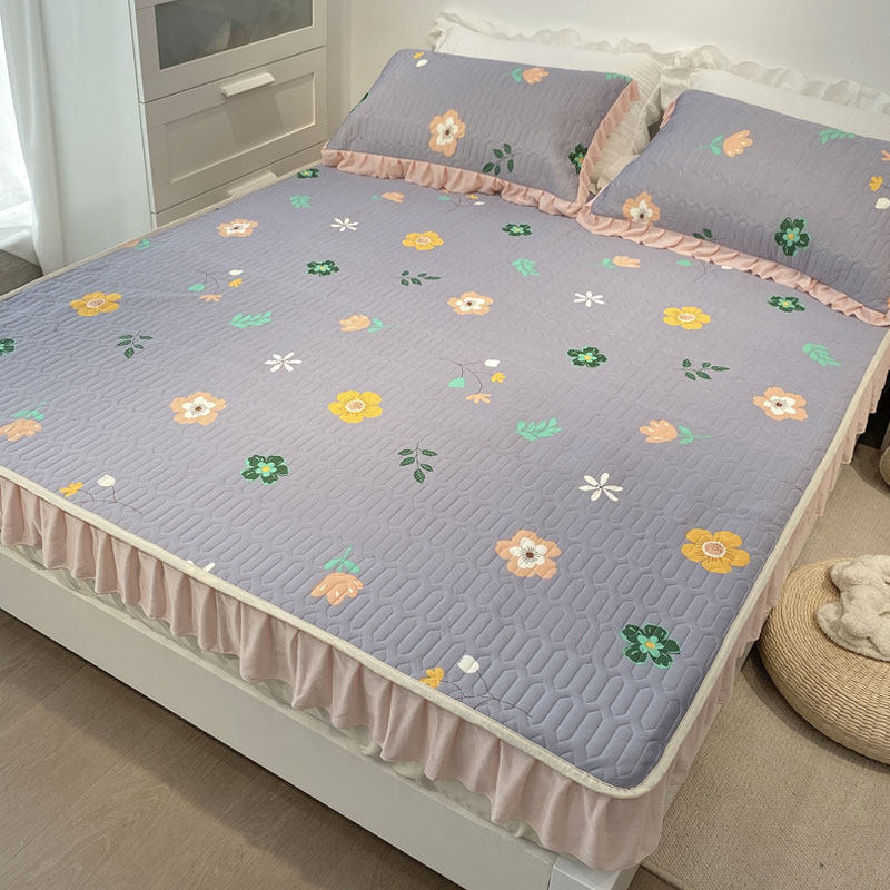 Latex cooling mat Ice silk mat Three-piece fitted sheet 1 8m bed summer machine washable non-slip air conditioning soft mat