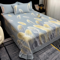 Thickened cotton brushed bed sheet single piece rounded corner lace 1 8m double bed quilt three-piece set 2024 new style