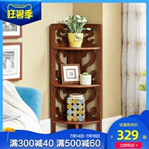 Wei Ge Xuan Multi-layer corner shelf Floor-to-ceiling bedroom decoration triangle wood shelf Living room corner solid wood storage rack
