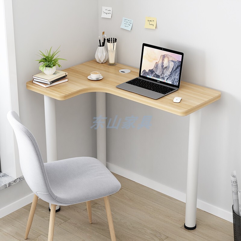 Simple Curved Small Apartment L-Shaped Corner Right-Angle Writing Study Notebook Desk Curved Corner Mini Single-Person