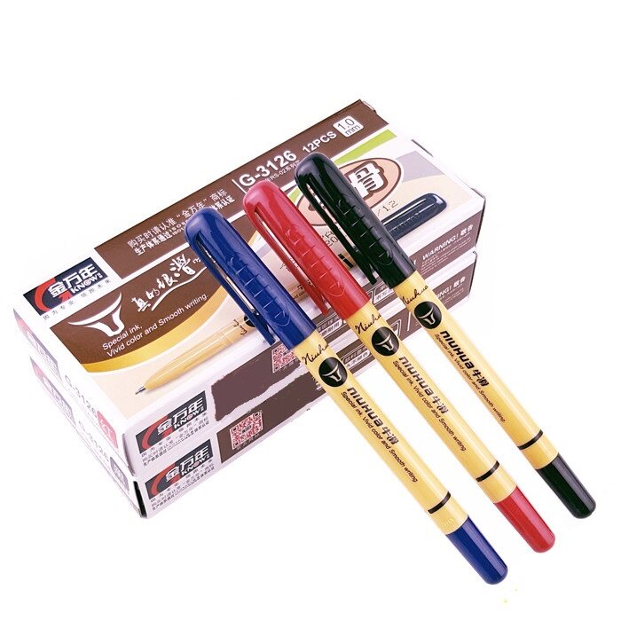 12 pieces of G-3126 Jinwannian ballpoint pen black blue red oil pen thick line 1 0 replaceable refill - Taobao