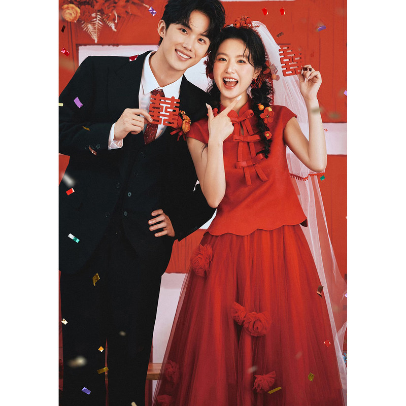 New Chinese-Style Red Engagement Dress 2026 New Model High-End Bride Wedding Toast Dress Simple Lightweight Wedding Dress