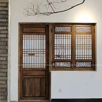 Dongyang wood carving Chinese style solid wood antique doors and windows old lattice door retro tea room box concierge door wooden door customization