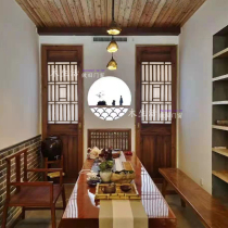 Dongyang wood carving solid wood Chinese flower lattice made of old antique doors and windows Tea room Store flower lattice partition old screen set to do