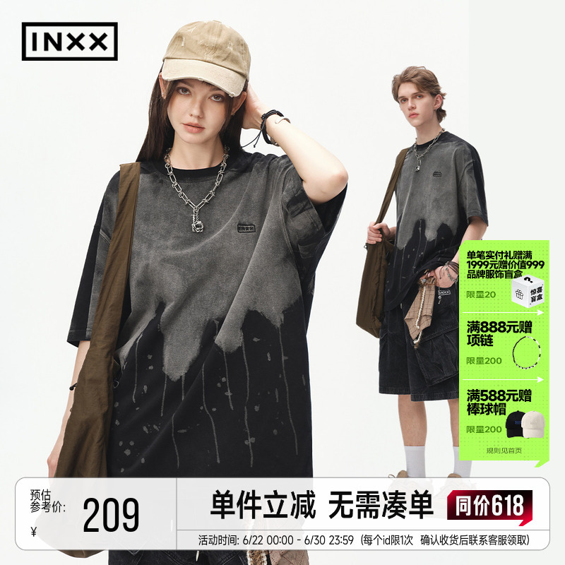 Inxx Gradient Faded Trendy Short Sleeve T-Shirt 2026 Summer Unisex American Street Style Half Sleeve Top Inxx Gradient Faded Trendy Short Sleeve T-Shirt 2026 Summer Unisex American Street Style Half Sleeve Top
