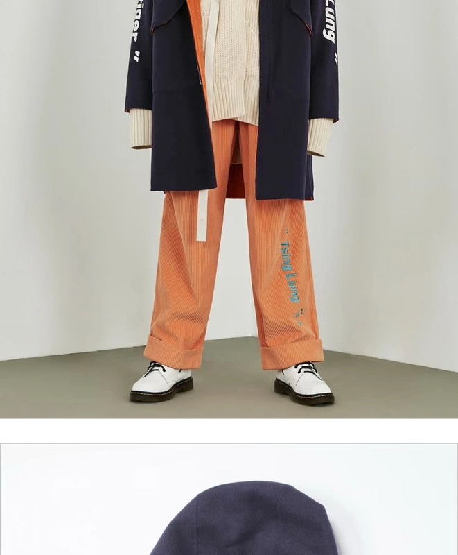 [INXX] Áo khoác hiệu Tide 2018 kiểu mới thời trang thu đông 2018 cặp đôi phong cách phương tây áo khoác len thuần màu - Áo len