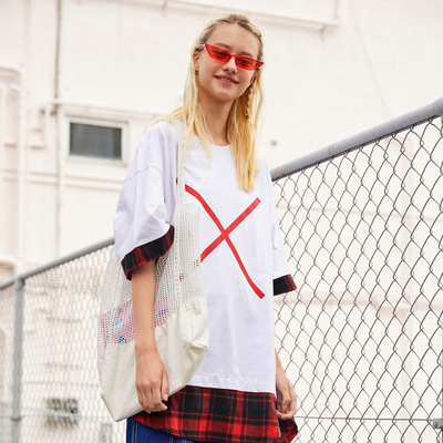 [INXX] STAND B TNG Tide thương hiệu thời trang in ấn loose khâu ngắn tay những người yêu thích T-Shirts thông qua các mùa hè Áo khoác đôi