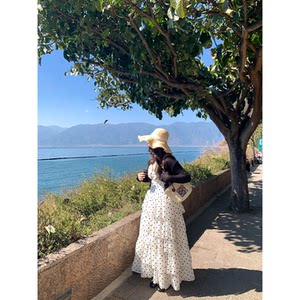 Five-Layer Skirt with Polka Dots, Cake Skirt, Vacation Waist-Cinching Slimming Heavy-Duty Suspender Skirt