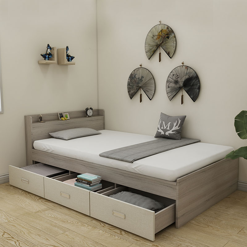 One-meter single-person bed adult drawer-type containing tatami bed for small family type containing bed modern simplicity about one-meter-two-bed