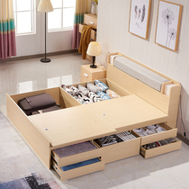 1 5m bedside lamp Double Tatami bed Modern minimalist 1 8 storage storage bed One meter two drawer bed