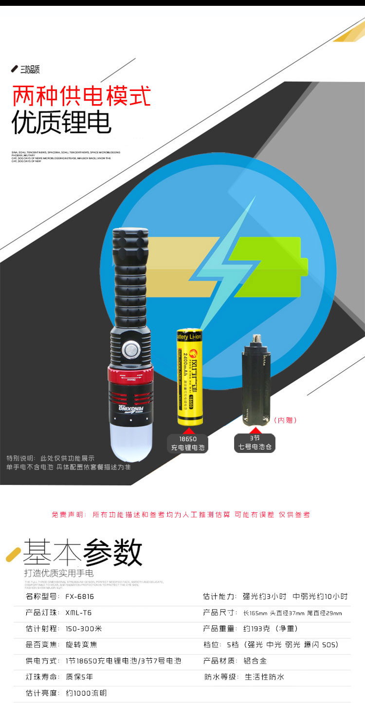 Đèn pin chói ngoài trời phổ biến T6 xoay zoom với nắp mềm sửa chữa nam châm ánh sáng đi xe đèn pin tích điện