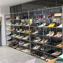 New shoe store shoe rack display stand Creative mens and womens shoes and bags shop display cabinet Glass floor-to-ceiling shoe rack