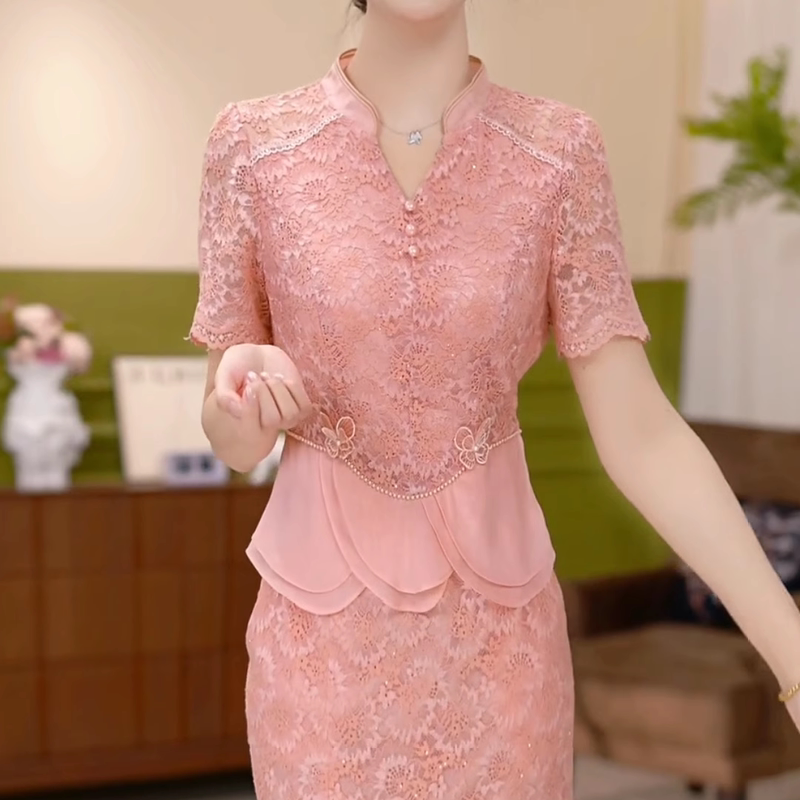 Fake Two-Piece Vintage Slit Dress for Women, 2026 Summer New Style, Slim Fit, Age-Reducing, Mid-Length Dress