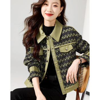 Clearance and leakage of first-line brand counters withdraw cut label women's small fragrance style stitching collar design short jacket autumn