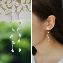 Vine Elegant Branches S925 Pure Silver Earrings Long earrings Earrings Temperament Ladies 100 lap two with fluttering Sueardrops