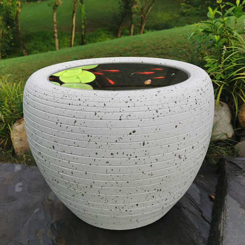 Jingdezhen Ceramic cylinder white large Koi goldfish cylinder sleeping lotus cylinder old style courtyard living room water cylinder