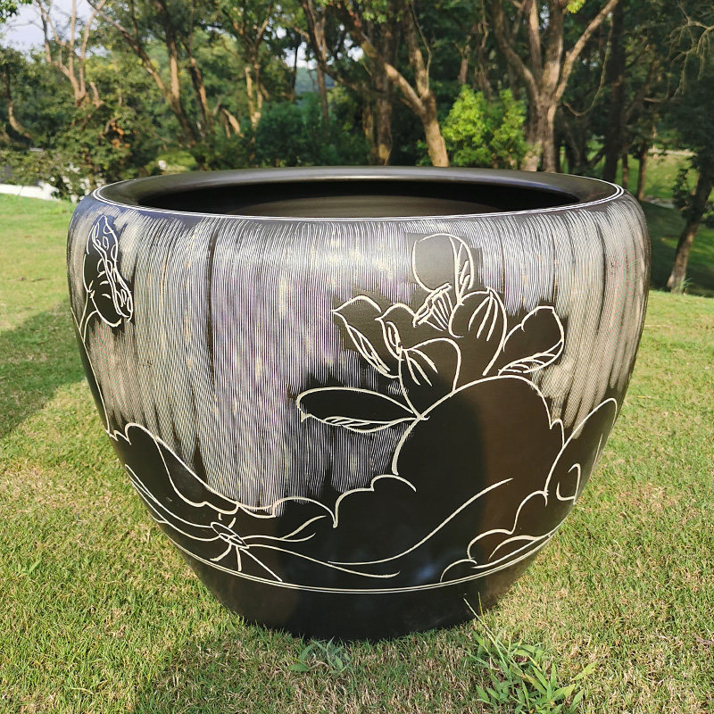 Jingdezhen Ceramic Large Sculpture Sleeping Lotus Blossom Balcony Balcony Garden Water cylinder