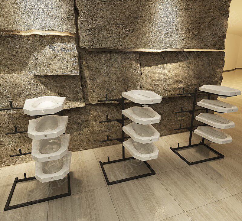 Simple style toilet shelf display rack ceramic shelf bathroom sink squat toilet rack squat toilet display rack