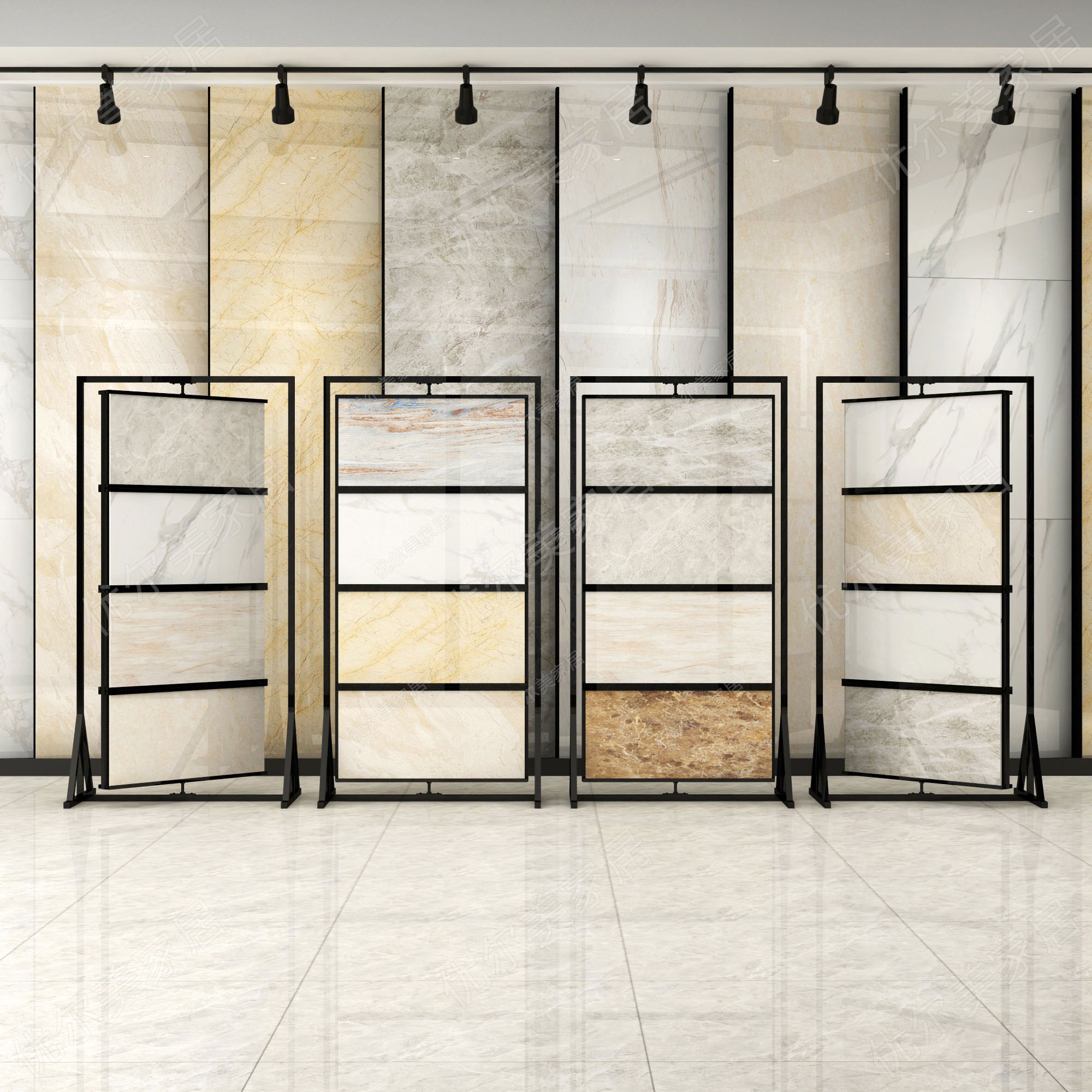 Modern tile display stand vertical revolving stand 400*800 stone shelf marble display stand swatch display stand
