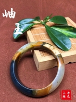 Live selection color floating flowers widen and thicken jade bracelet womens Liaoning natural Xiuyu bracelet collection gift