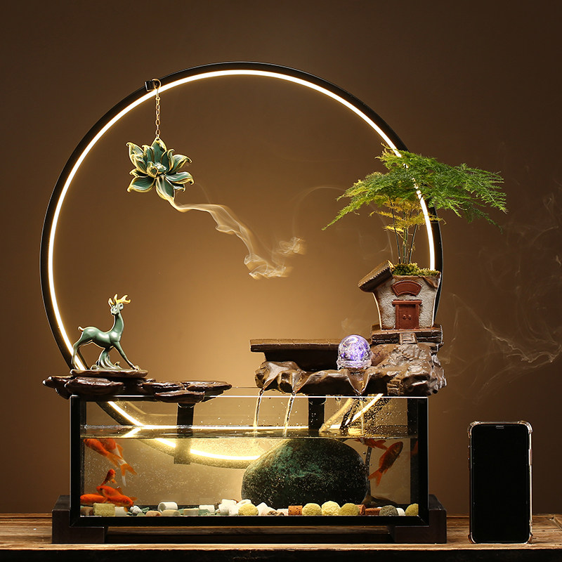 Water money ornaments Living room circulating water device Office desktop fish tank Home accessories Lucky opening gifts