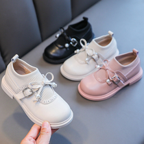 Girl Leather Shoes 2022 Spring Autumn New Fashion Genuine Leather Performance Shoes Children CUHK Children Black White Girl Single Shoes