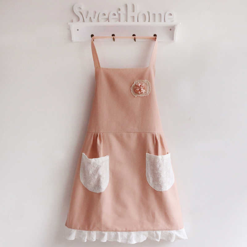 Han Edition Fashion Apron Anti-fouling Kitchen Oil-proof Waist Princess Cute Cooking Anti-Dress Adult Work Cover