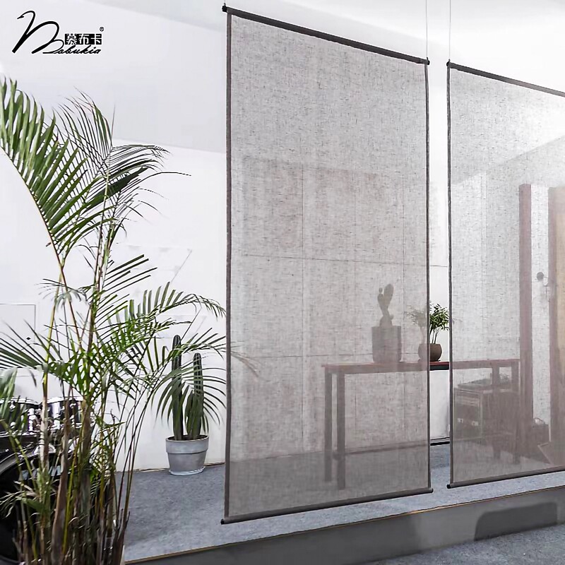 Mubuka Soft Partition Curtain Screen Curtain Linen Hanging Cloth Gauze Curtain Entrance Curtain Living Room Versatile Can Be Printed with Logo Mubuka Soft Partition Curtain Screen Curtain Linen Hanging Cloth Gauze Curtain Entrance Curtain Living Room Versatile Can Be Printed with Logo