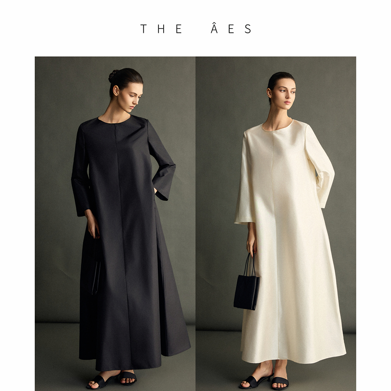 Anshang the Aes|Quietly Elegant Row Collection Slimming Vintage Artistic Silk Double Palace A-Line Dress Anshang the Aes|Quietly Elegant Row Collection Slimming Vintage Artistic Silk Double Palace A-Line Dress