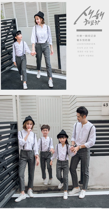 Quần áo cha mẹ xuân hè 2018 mới áo dài tay gia đình nhà một gia đình ba mẹ con gái phù hợp với mẹ và con trai