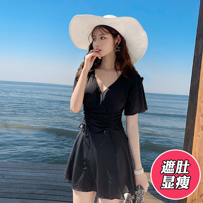 Swimsuit women's one-piece cover belly thin conservative 2020 new Korean ins wind hot spring sexy fairy fan swimsuit