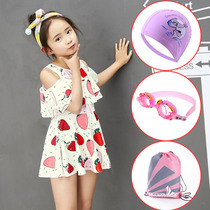 Childrens swimsuit girl princess skirt cute buoyancy conjoined girl middle child swimming swimsuit baby swimsuit