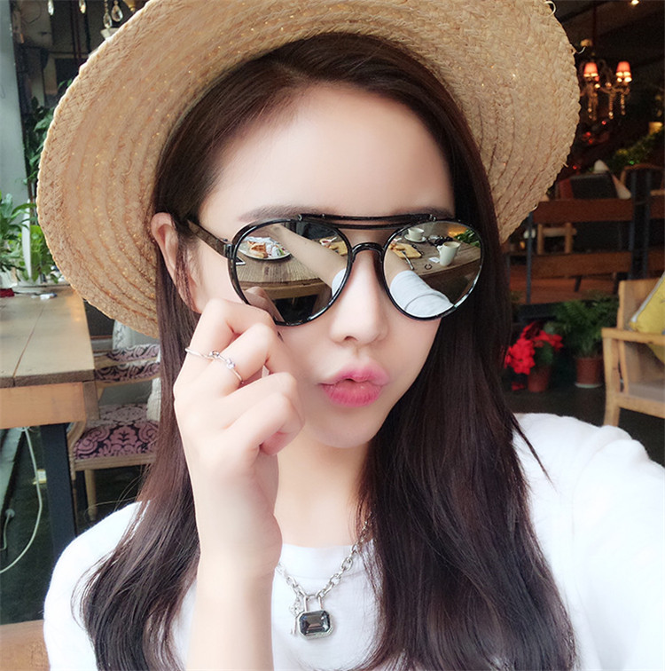 2018 cổ điển ladies big hộp sunglasses sunglasses sunglasses Hàn Quốc phiên bản của xu hướng của UV điều khiển gương mặt tròn