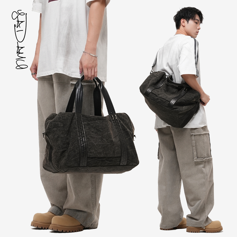 Kuroda Yawei's Short-Distance Travel Bag, Canvas Women's Large-Capacity Luggage Storage, Lightweight Men's Handbag Kuroda Yawei's Short-Distance Travel Bag, Canvas Women's Large-Capacity Luggage Storage, Lightweight Men's Handbag