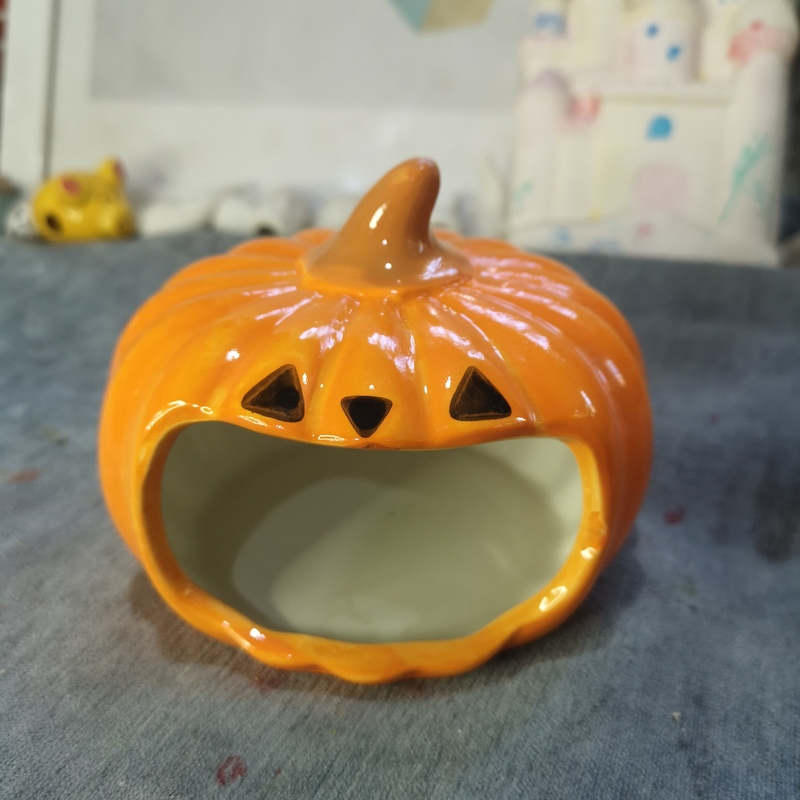 Ink Porcelain, Porcelain Crafts, Ceramic Halloween Pumpkin Candle Holder Ornaments