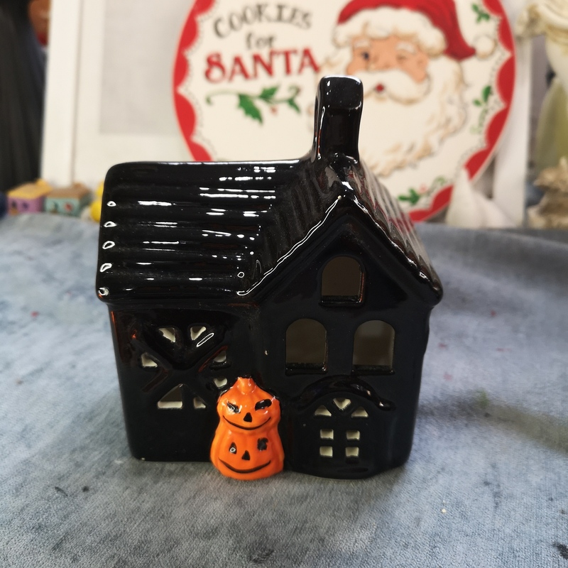 Black Porcelain Crafts, Ceramic Hollow House Ornaments, Halloween Decorations
