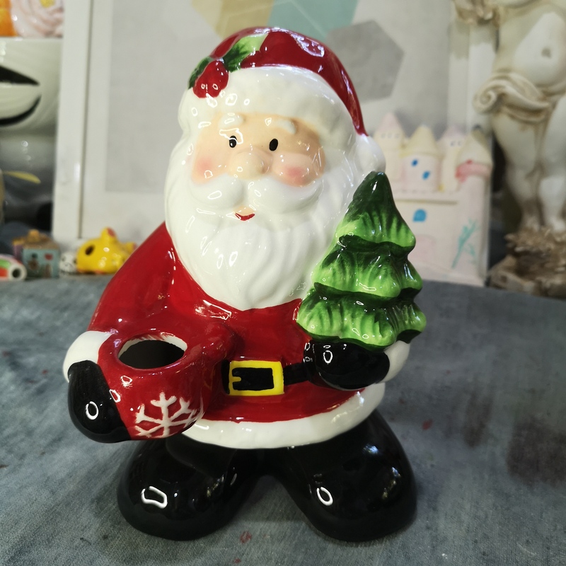 Ink Porcelain, Porcelain Crafts, Ceramic Santa Claus Ornaments, Christmas Decorations