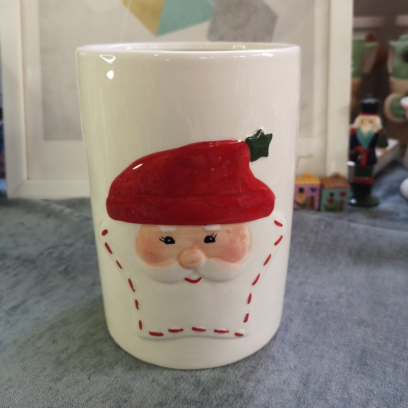 Ink Porcelain, Ceramic Crafts, Ceramic Santa Claus Tool Barrel, Storage Bucket, Christmas Decorations