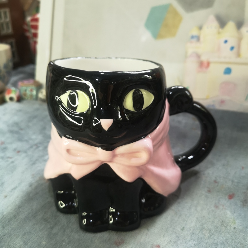 Black Porcelain Ceramic Crafts Halloween Black Cat Mug Coffee Cup Water Cup