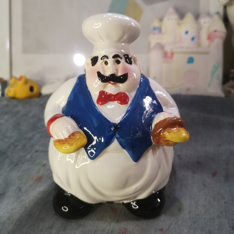 Ink Porcelain, Ceramic Crafts, Ceramic Blue Chef Figurine, Christmas Decorations