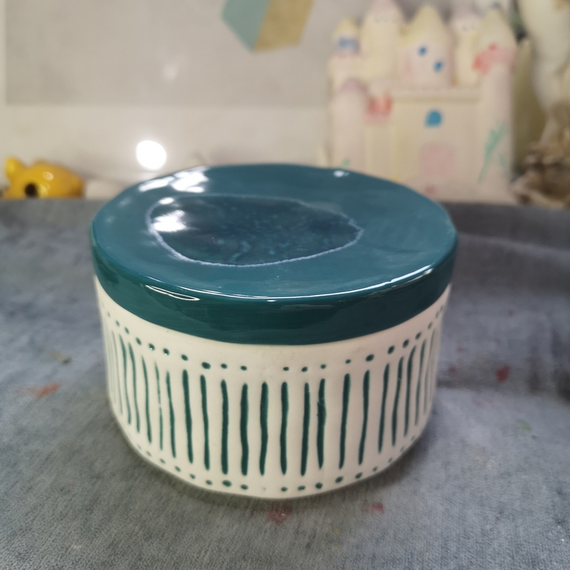 Ink Porcelain, Porcelain Crafts, Ceramic Matte Blue Jewelry Box, Storage Jar