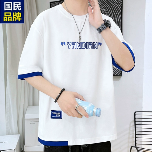 Летняя футболка с коротким рукавом, трендовый брендовый комплект для влюбленных, короткий рукав, оверсайз