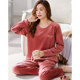 Coral velvet pajamas for women in autumn and winter thickened plus velvet warm pullover island velvet home clothes thin velvet can be worn outside in spring and autumn