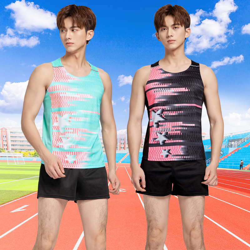 Track and field sports student training suit female summer marathon professional running vest track and field sprint competition suit shorts men