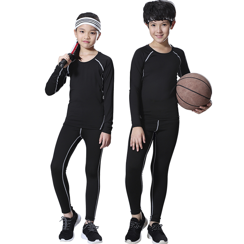 Children Tight Clothes Training Wear Basketball Suit Sports Suit Football Speed Dry Jersey Men Running of pants autumn and winter style