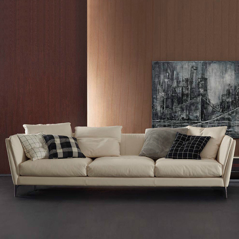 Modern minimalist real leather sofas-style minimalist industrial wind sofa-net red 23-four-place sofa combined living room