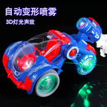 Children's electric flip stunt car 3-6-year-old baby puzzle spray deformation toy car boy car model