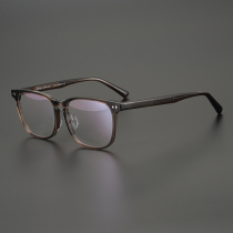 Tea Brown high quality ins transparent sheet box glasses frame mens and womens big face round face can be equipped with myopia ultra light