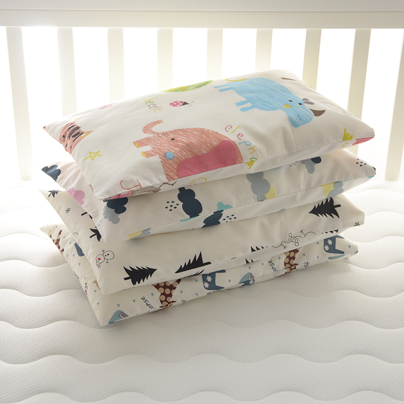 Cartoon baby pillowcase 0-1 year old newborn baby cotton 1-3-6 years old children breathable buckwheat shell fixed pillow