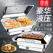Digital Display Buffet Oven Electric Heating Stainless Steel Visible Hydraulic Insulated Stove Hotel Bufifurnace Thickened Insulated Cutlery